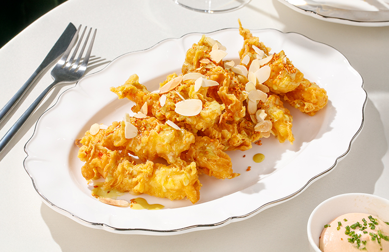 Креветки с васаби и миндалём