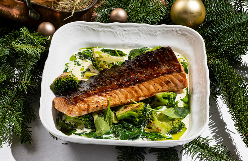 Доставка лосось с брокколи в сливочном соусе