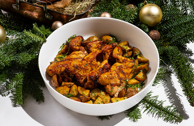 Заказ цыплята с молодым карфелем и глазурью из аджики