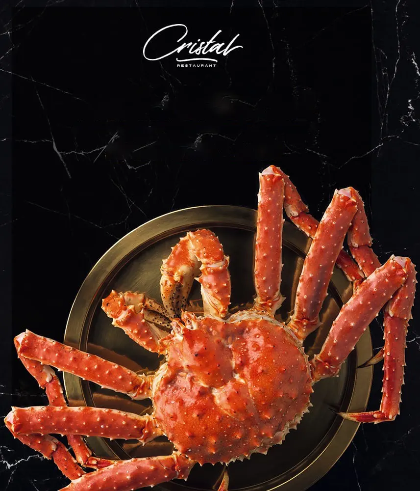 Королевский краб и живые морепродукты в ресторане CRISTAL